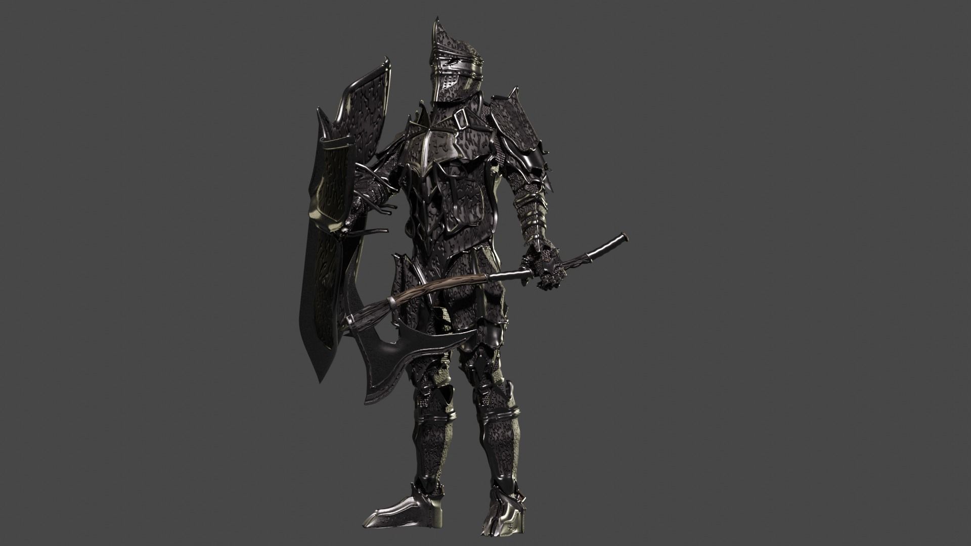 Sunlord and Moonlord set of armors and weapons 3D model_4