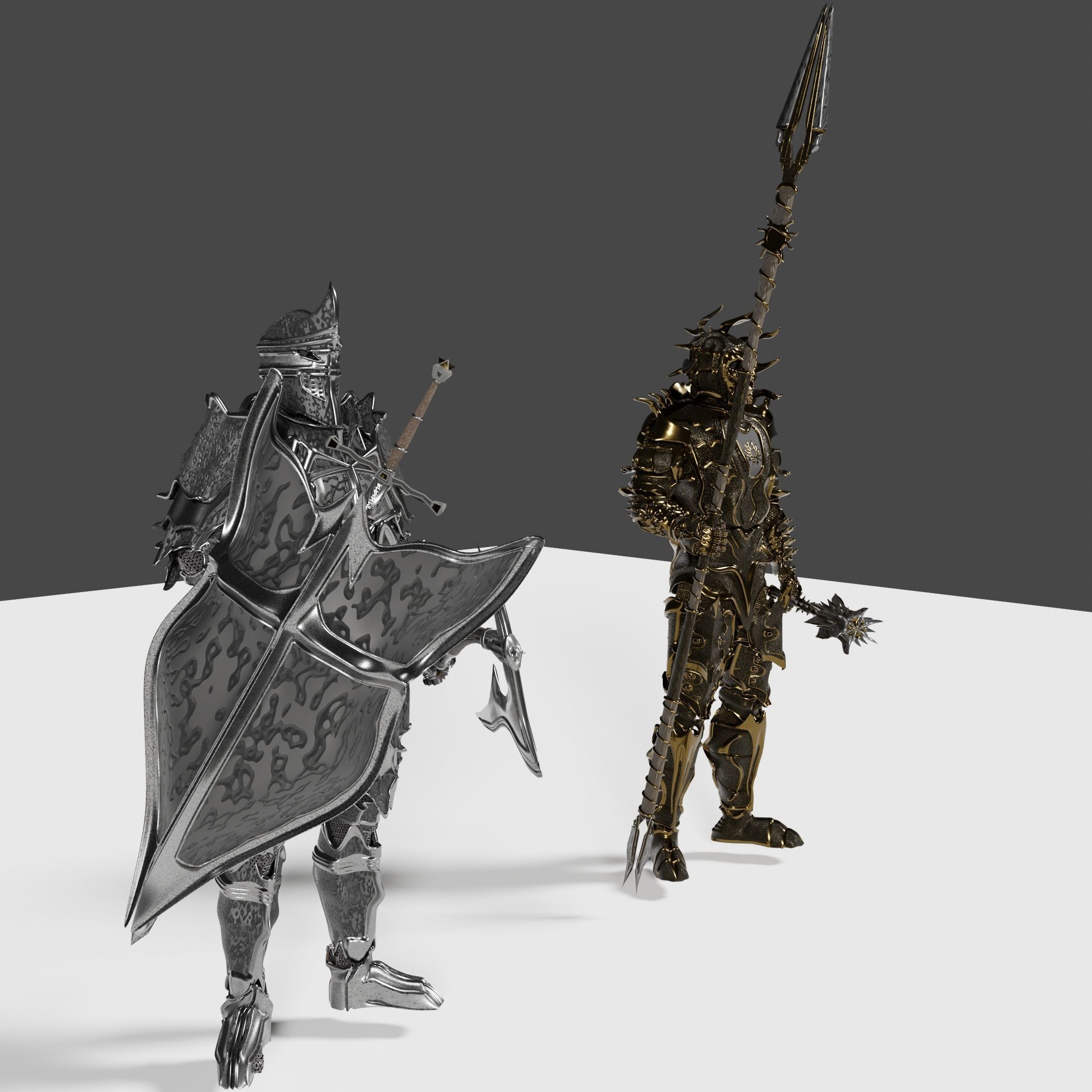 Sunlord and Moonlord set of armors and weapons 3D model_2