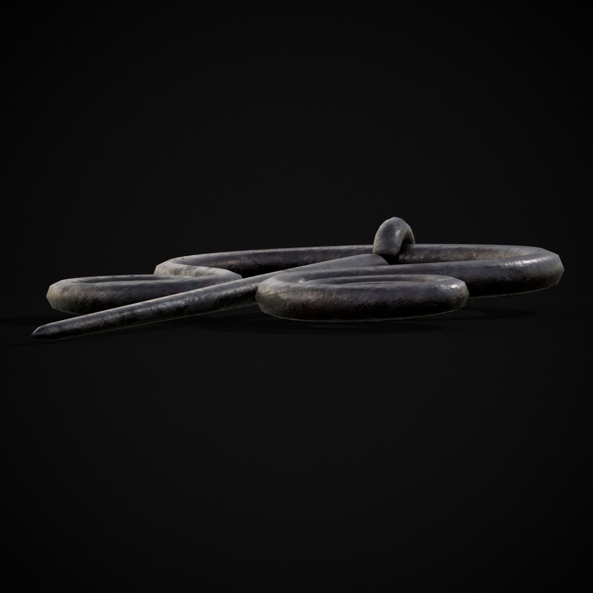 Medieval Hand Forged Iron Brooch Low-poly 3D model_19