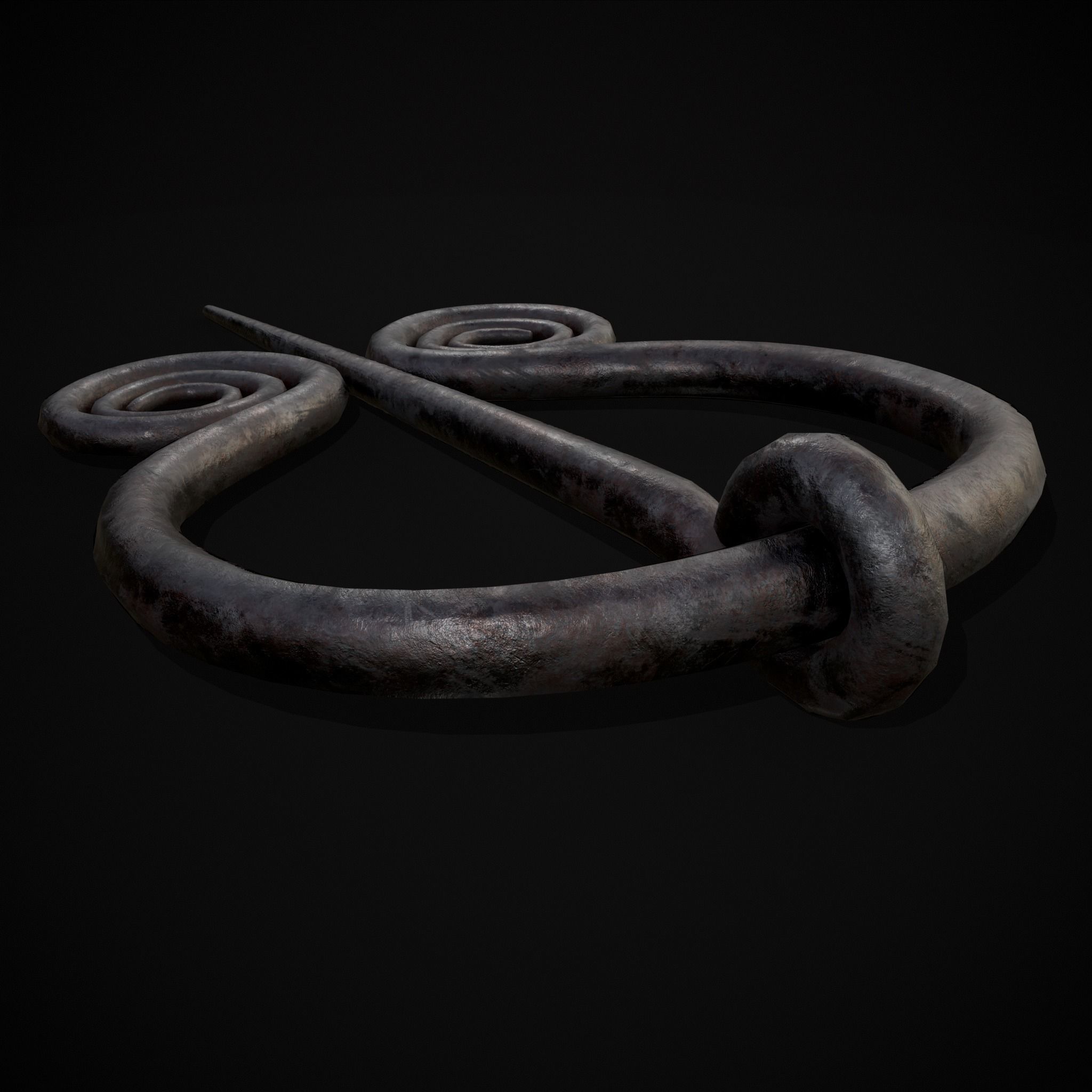 Medieval Hand Forged Iron Brooch Low-poly 3D model_23