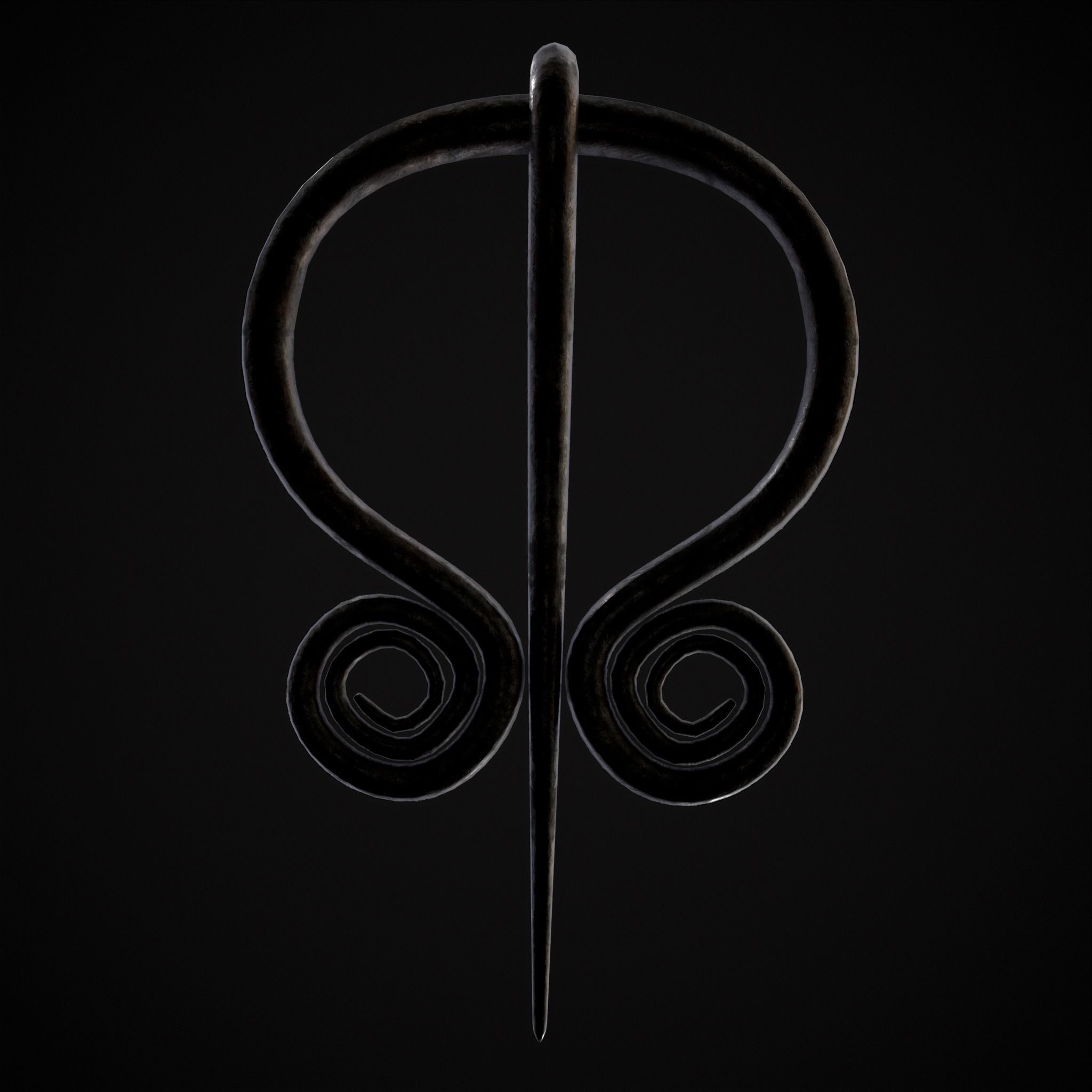 Medieval Hand Forged Iron Brooch Low-poly 3D model_17
