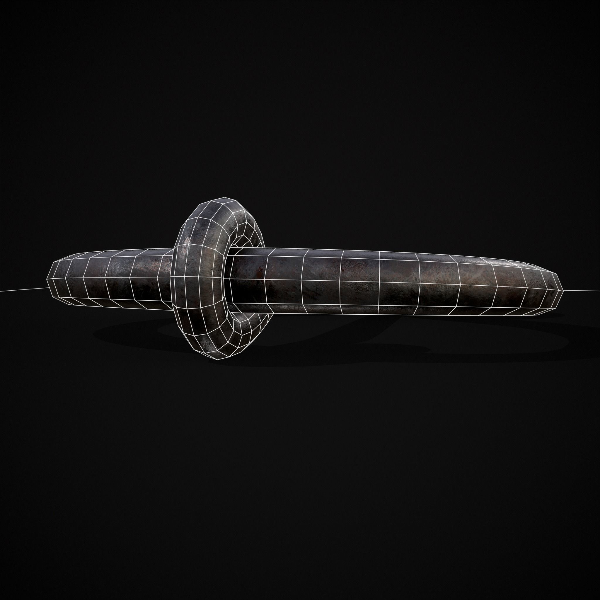 Medieval Hand Forged Iron Brooch Low-poly 3D model_8