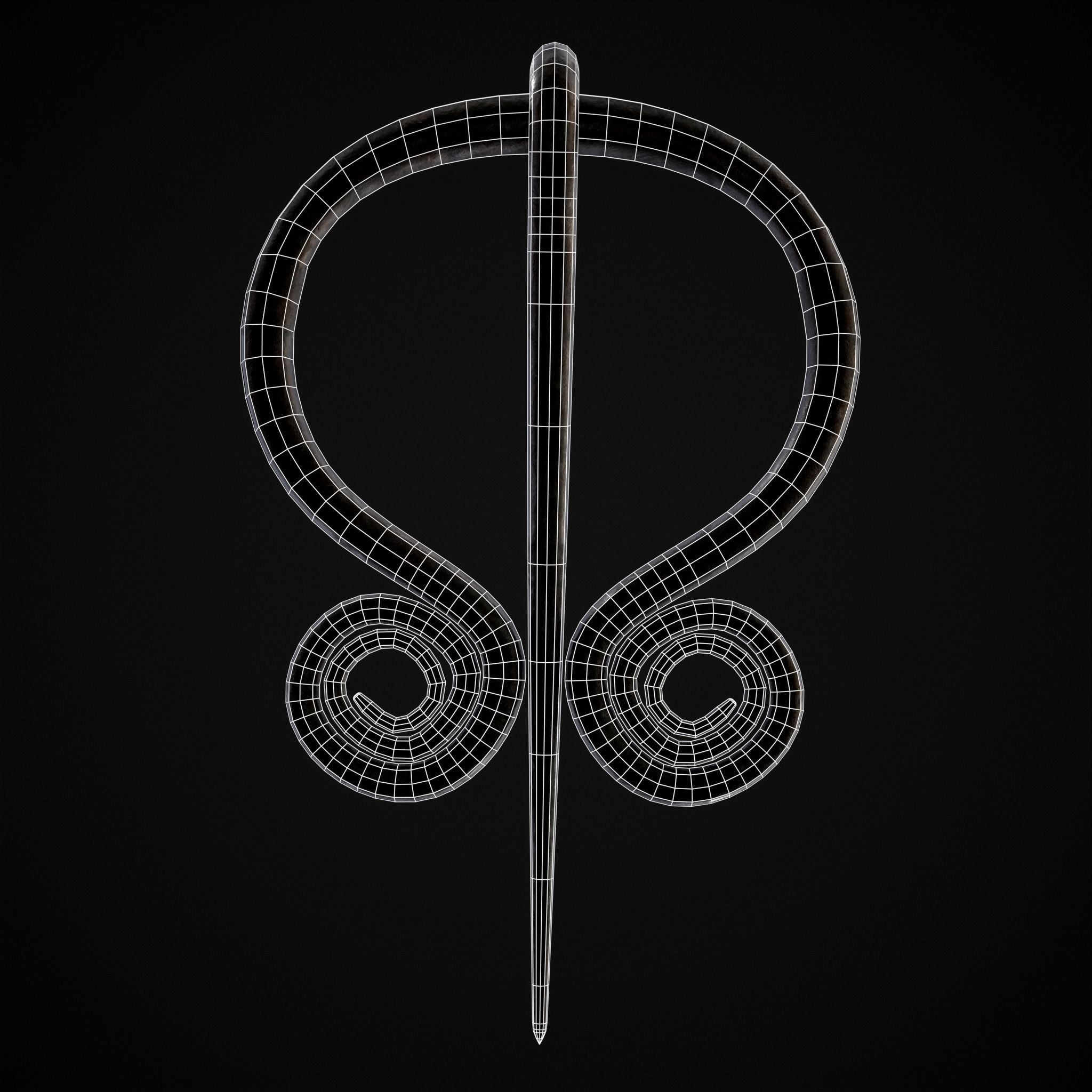 Medieval Hand Forged Iron Brooch Low-poly 3D model_18