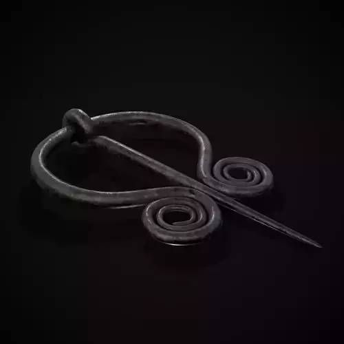 Medieval Hand Forged Iron Brooch Low-poly 3D model
