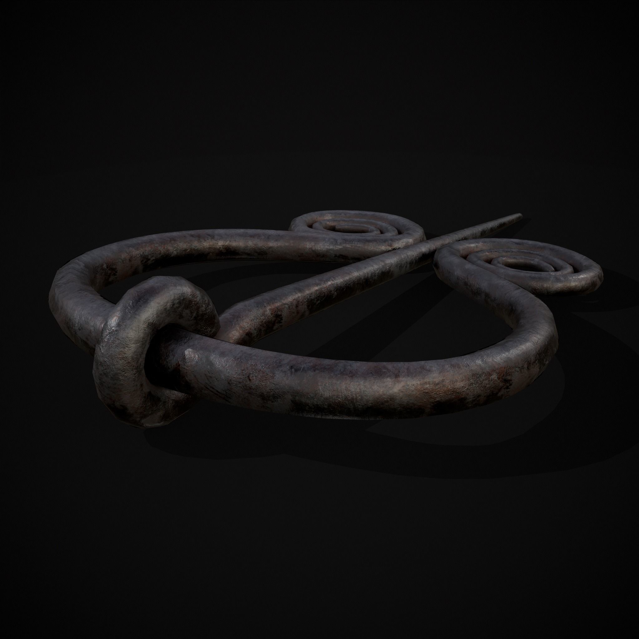 Medieval Hand Forged Iron Brooch Low-poly 3D model_21