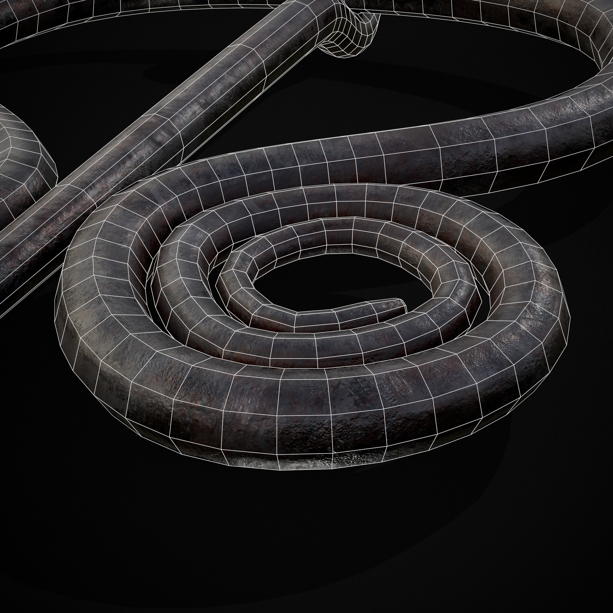 Medieval Hand Forged Iron Brooch Low-poly 3D model_10