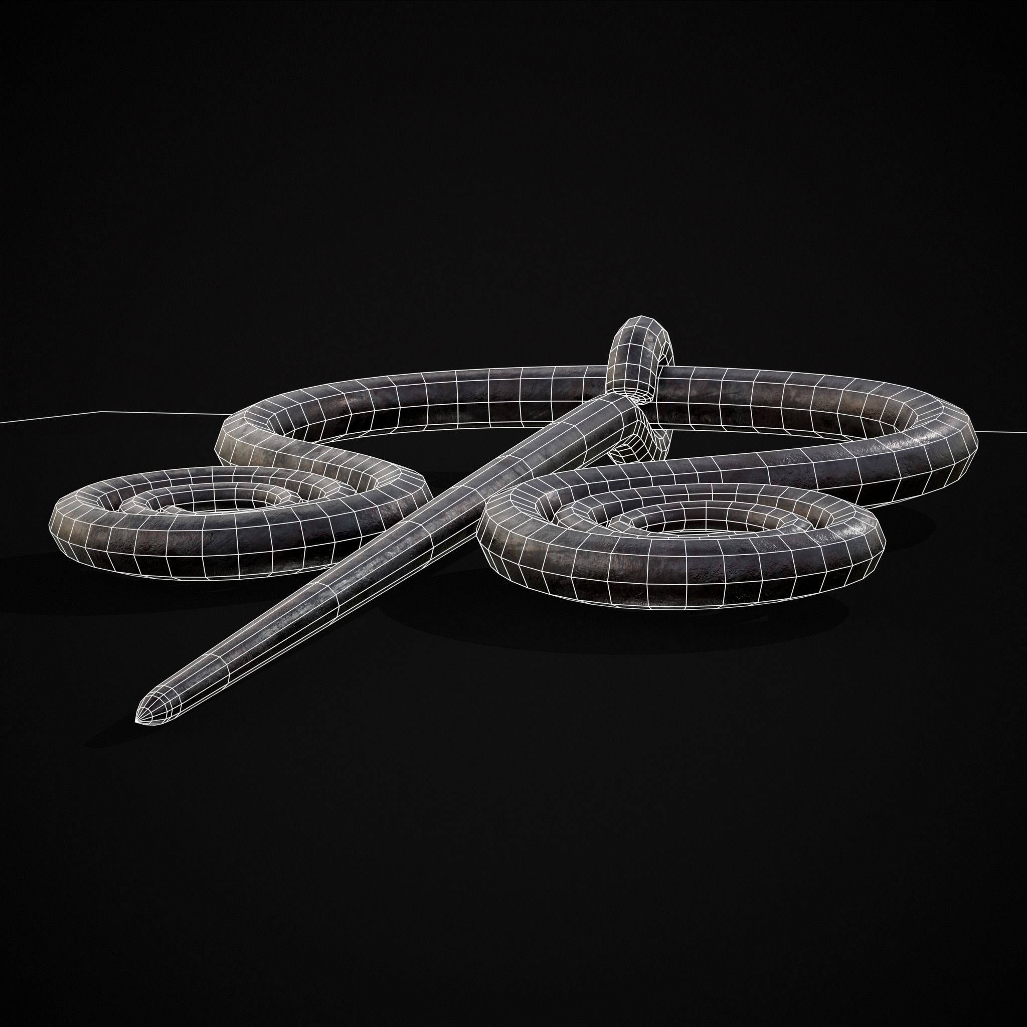 Medieval Hand Forged Iron Brooch Low-poly 3D model_6