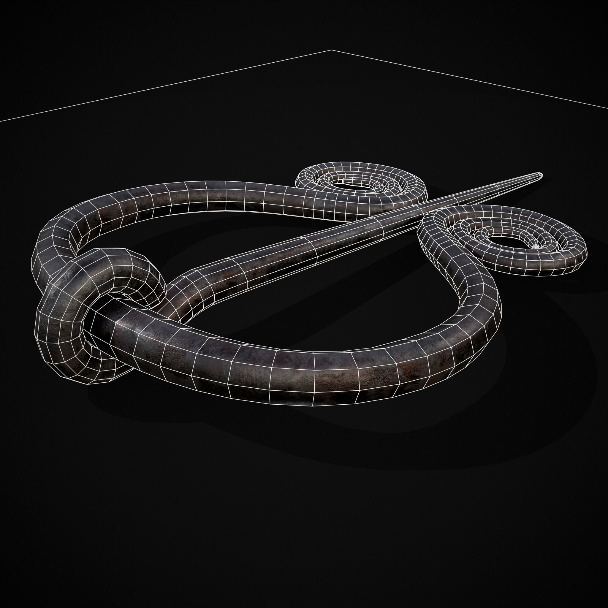 Medieval Hand Forged Iron Brooch Low-poly 3D model_12