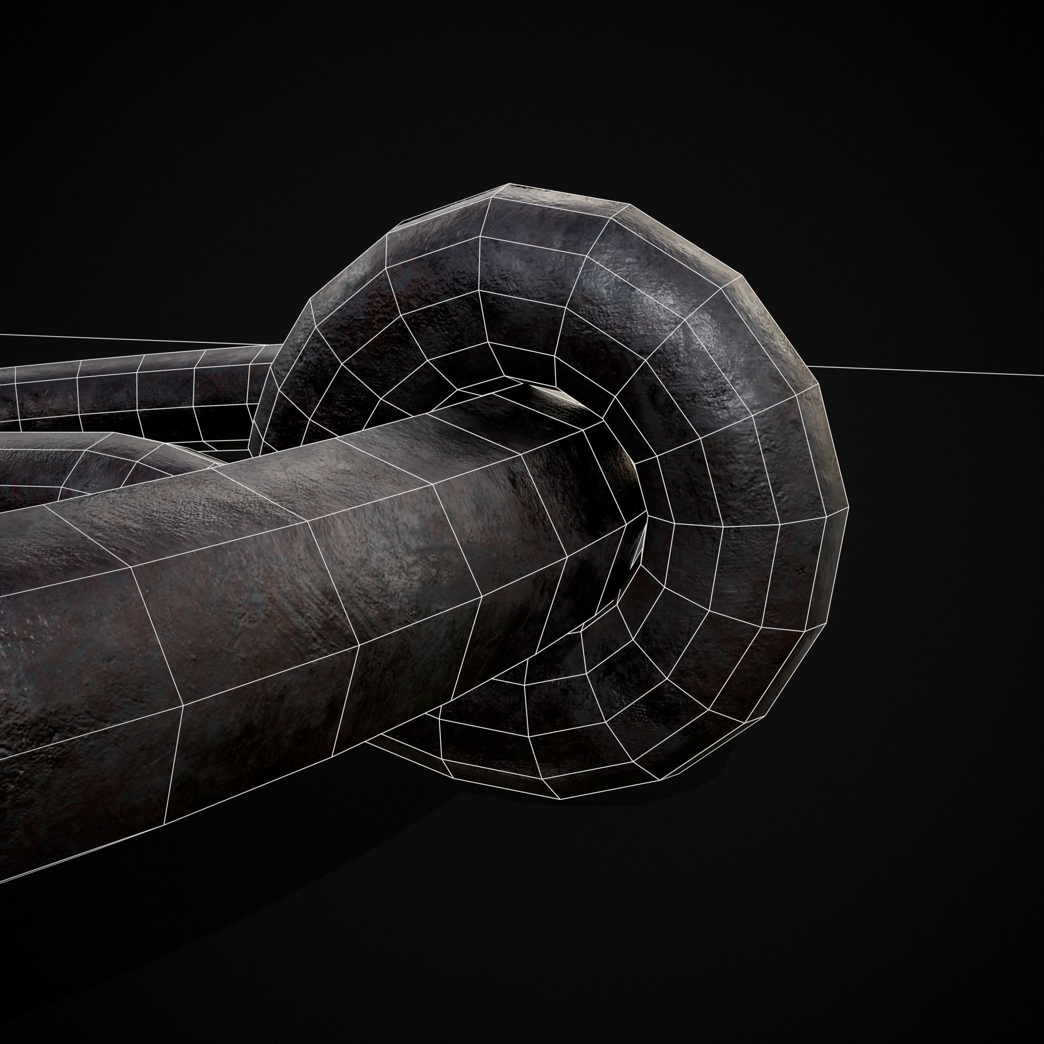 Medieval Hand Forged Iron Brooch Low-poly 3D model_14