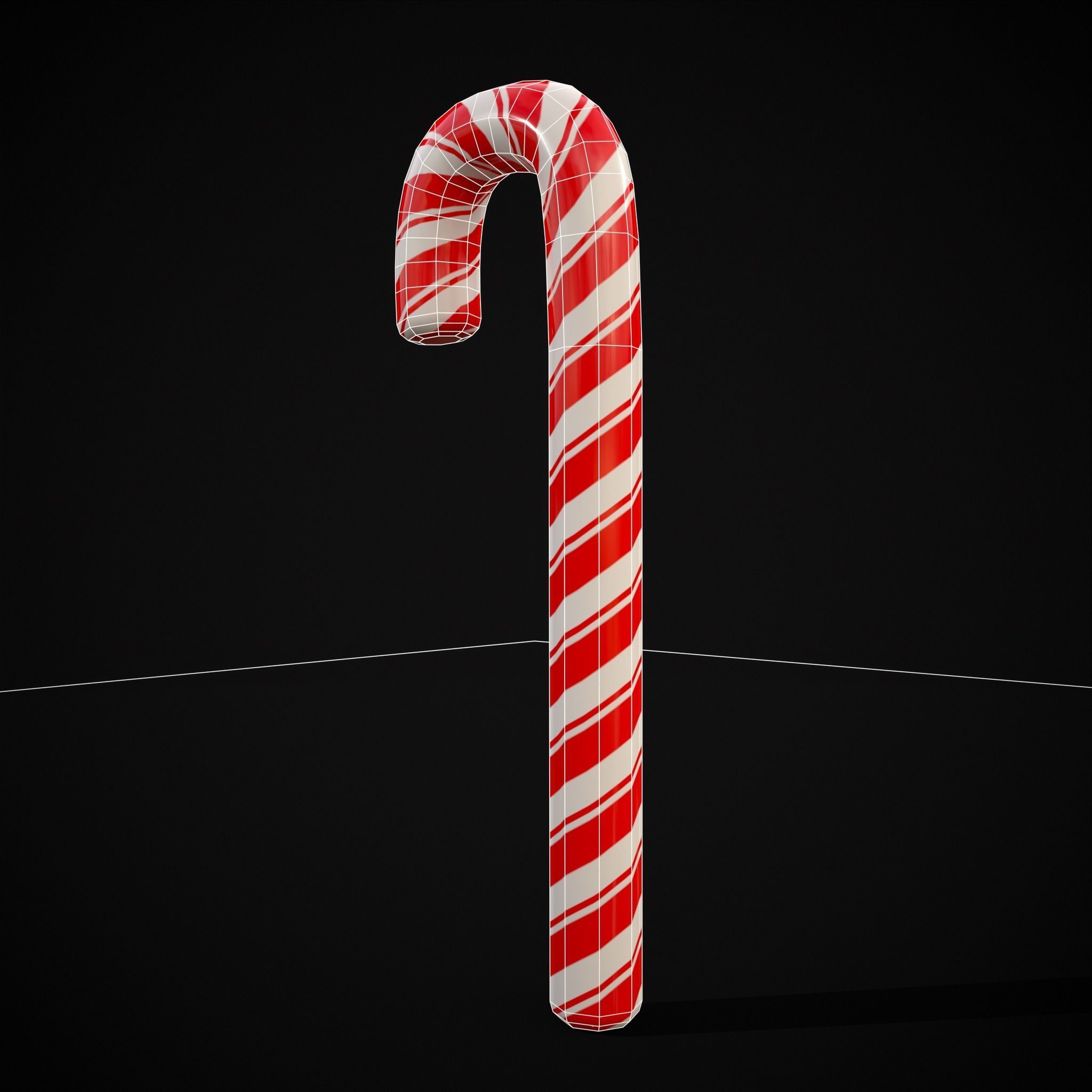 Candy Cane Low-poly 3D model_8