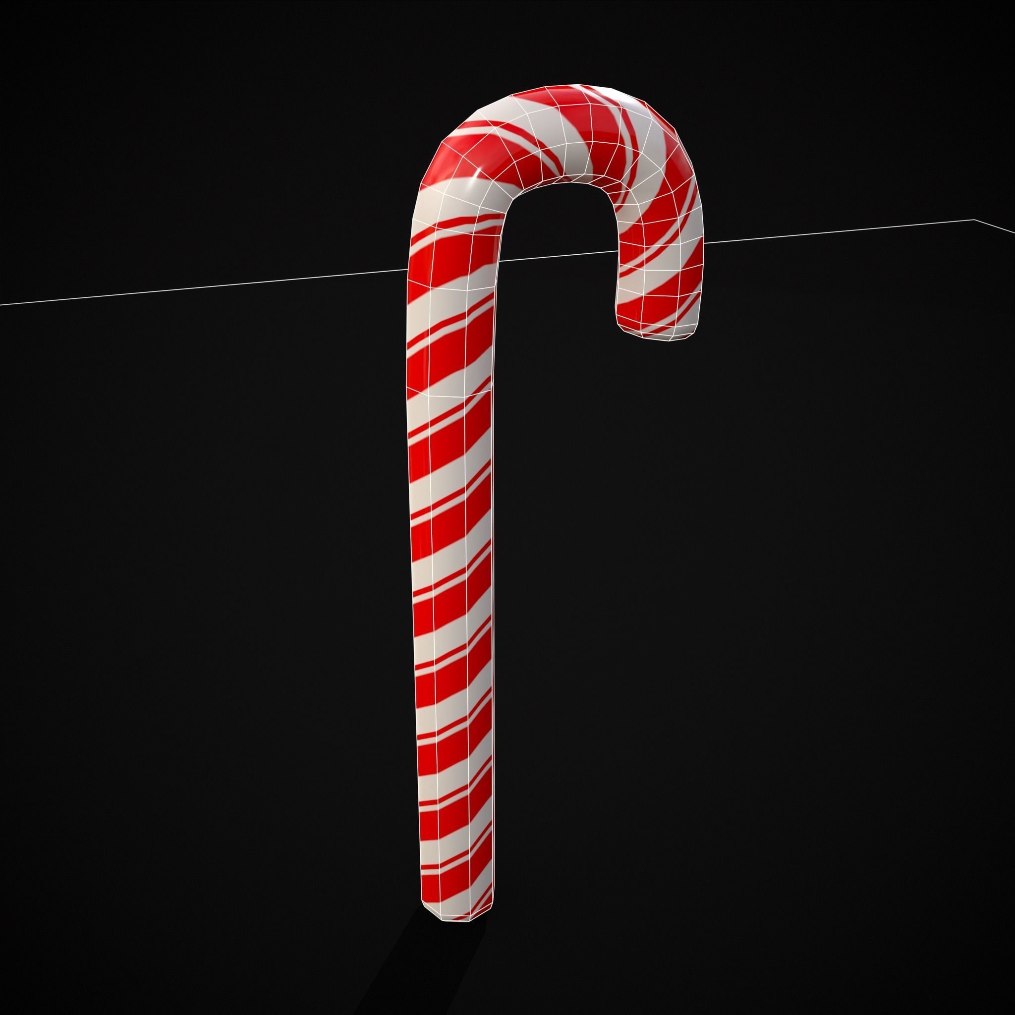 Candy Cane Low-poly 3D model_6