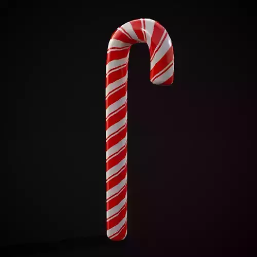 Candy Cane Low-poly 3D model Candy Cane Low-poly 3D model