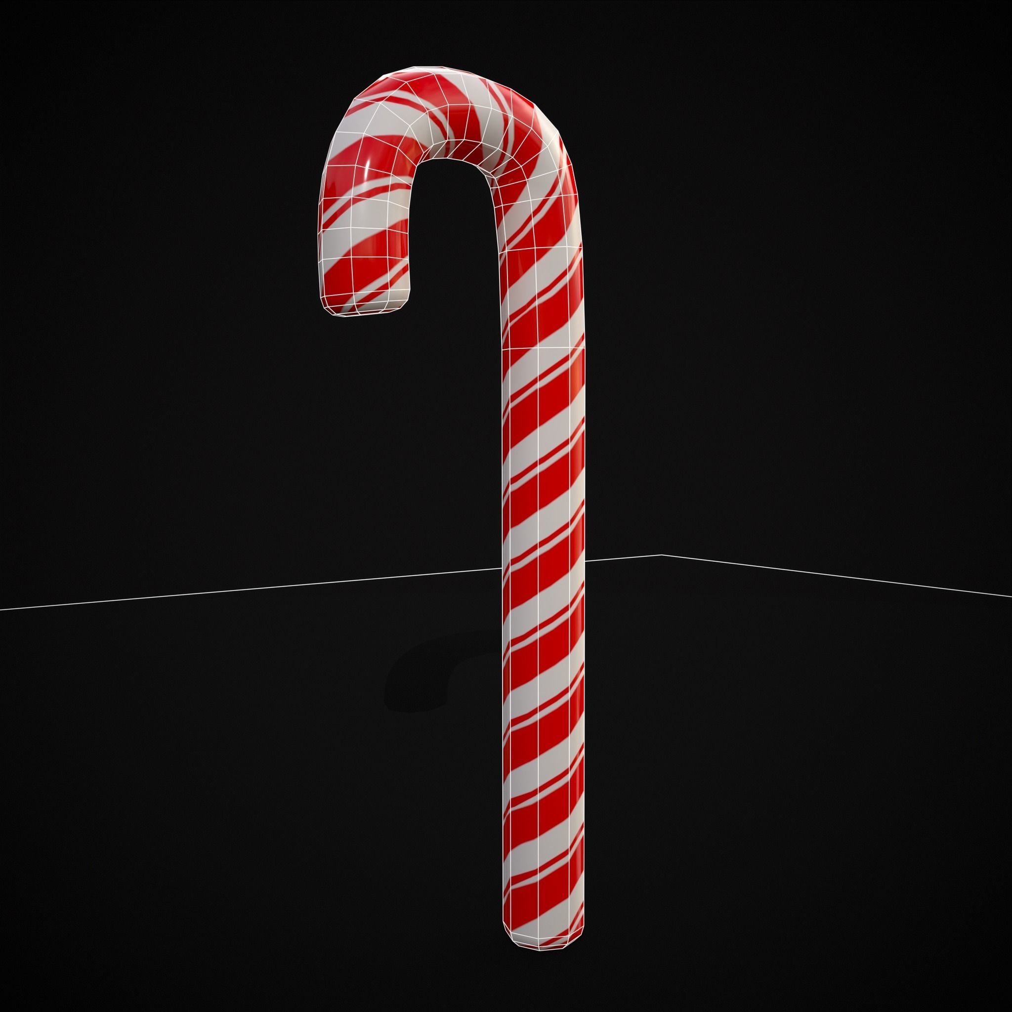 Candy Cane Low-poly 3D model_4