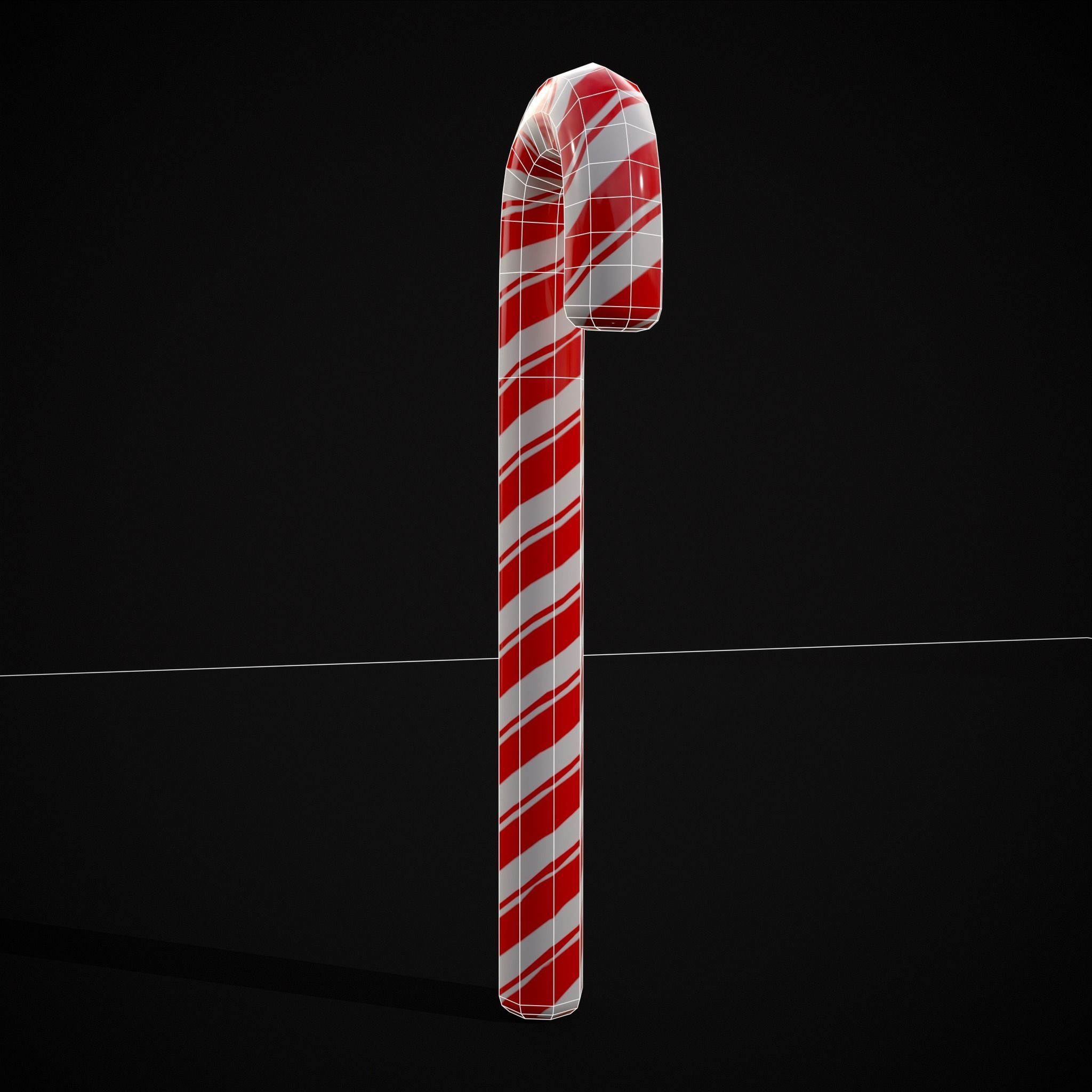 Candy Cane Low-poly 3D model_10