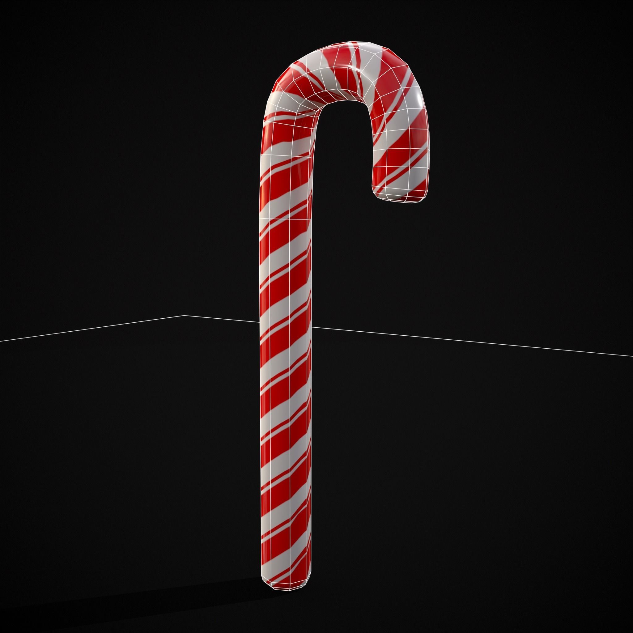 Candy Cane Low-poly 3D model_26