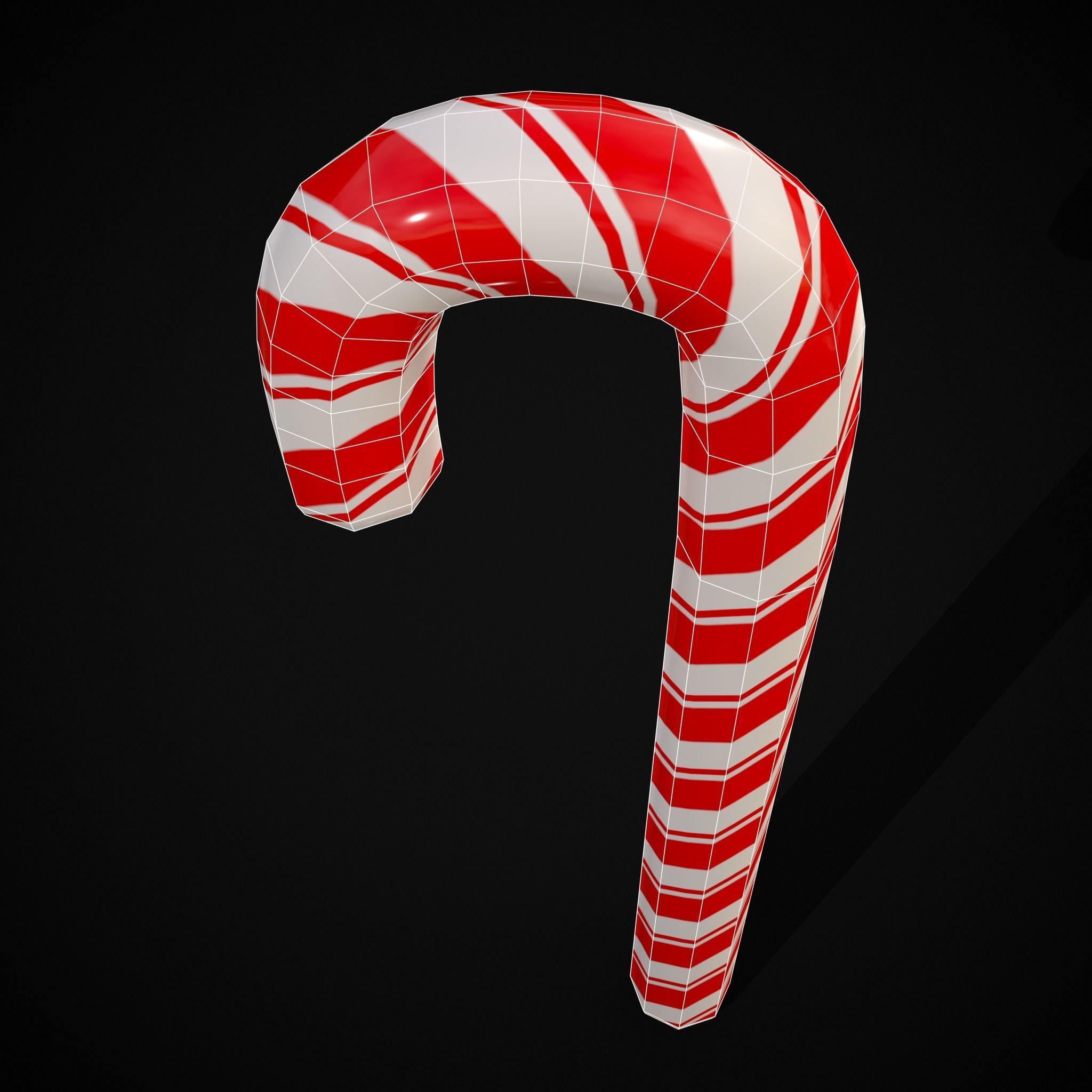 Candy Cane Low-poly 3D model_22