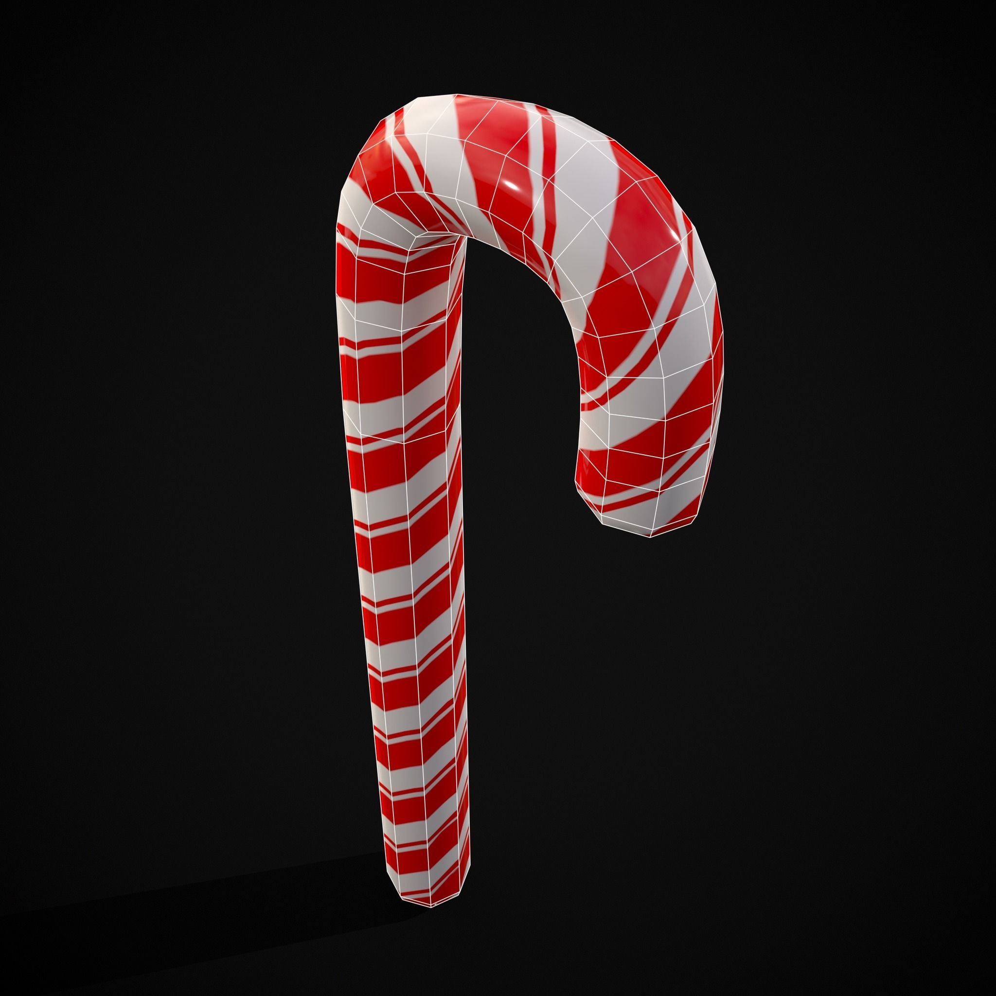 Candy Cane Low-poly 3D model_16