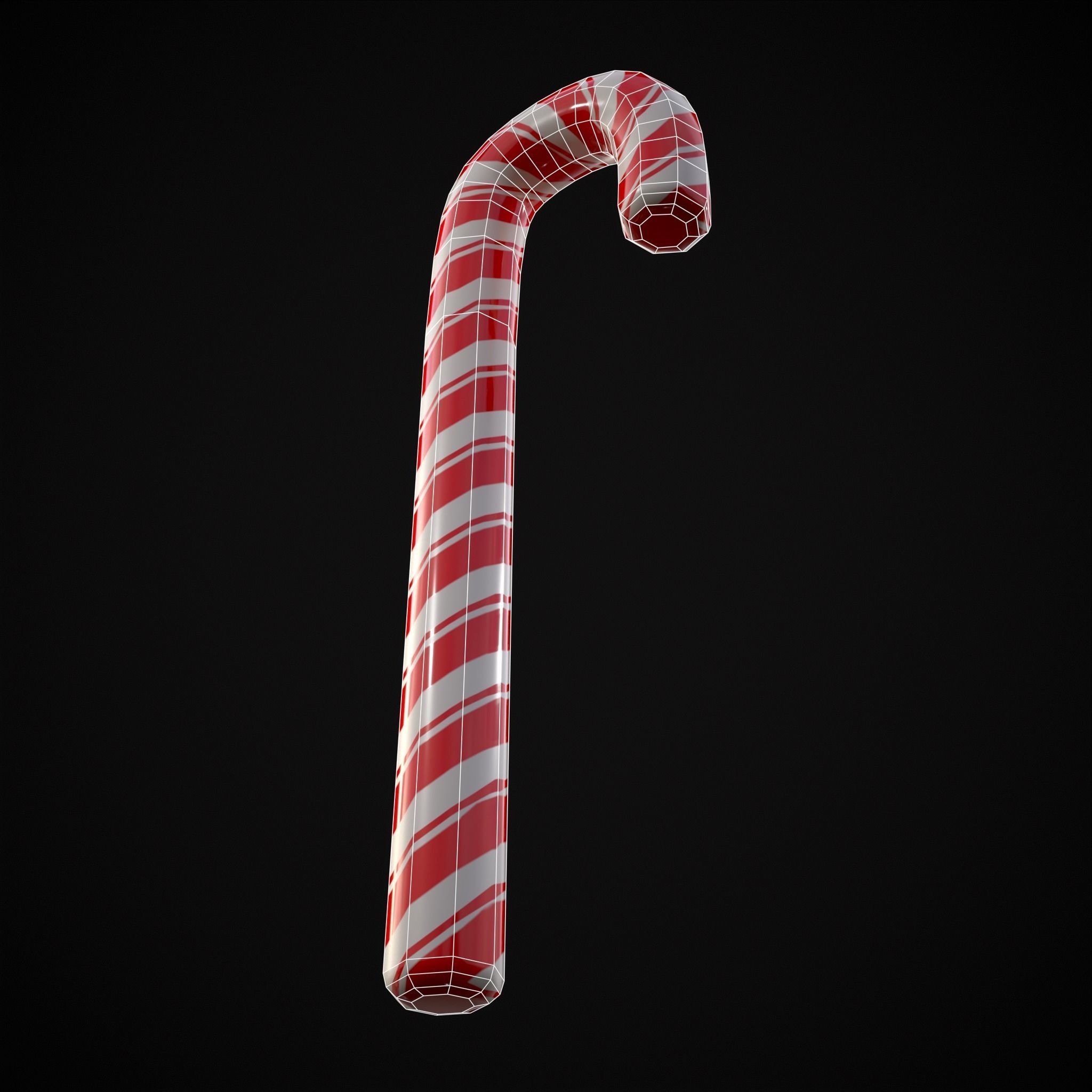Candy Cane Low-poly 3D model_12