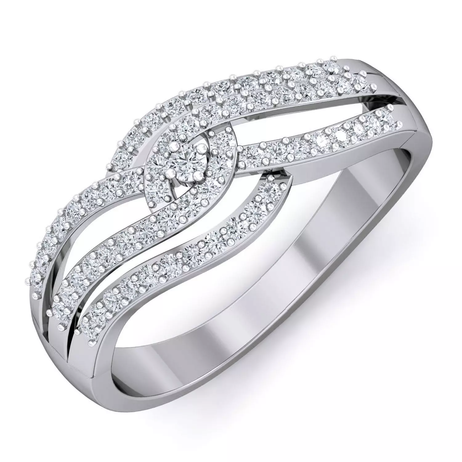 Ring - 9 elegant diamond gold 3D print model_0