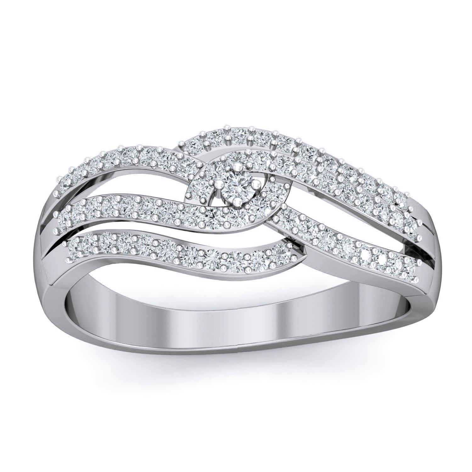 Ring - 9 elegant diamond gold 3D print model_1