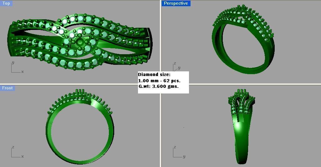 Ring - 9 elegant diamond gold 3D print model_3