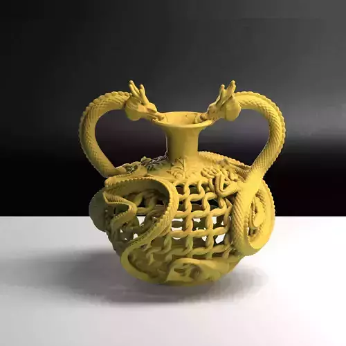 Dragon Vase Decoration Flower Pot from China and Asia 3D STL 3D print model