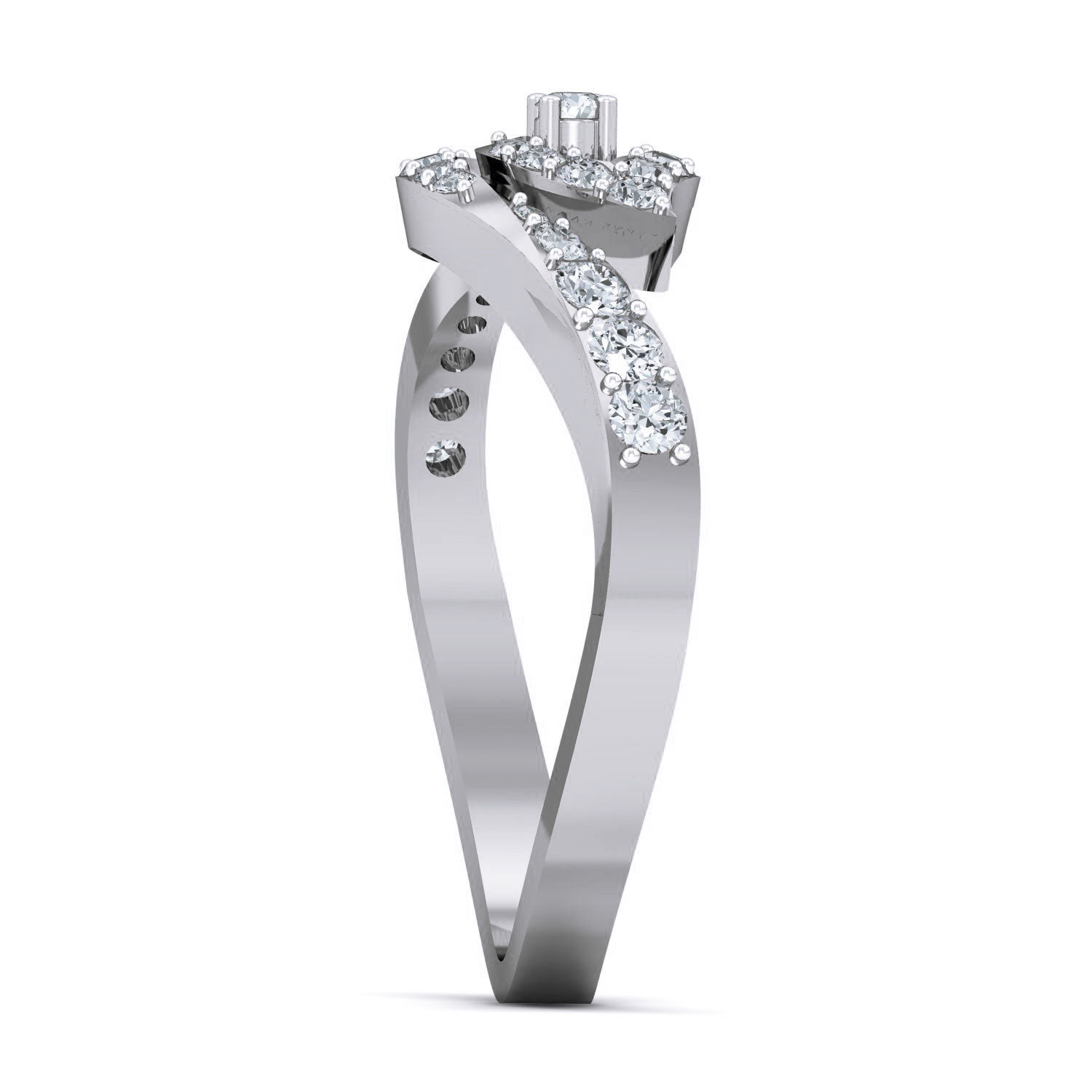 Ring - 6 elegant diamond gold 3D print model_2