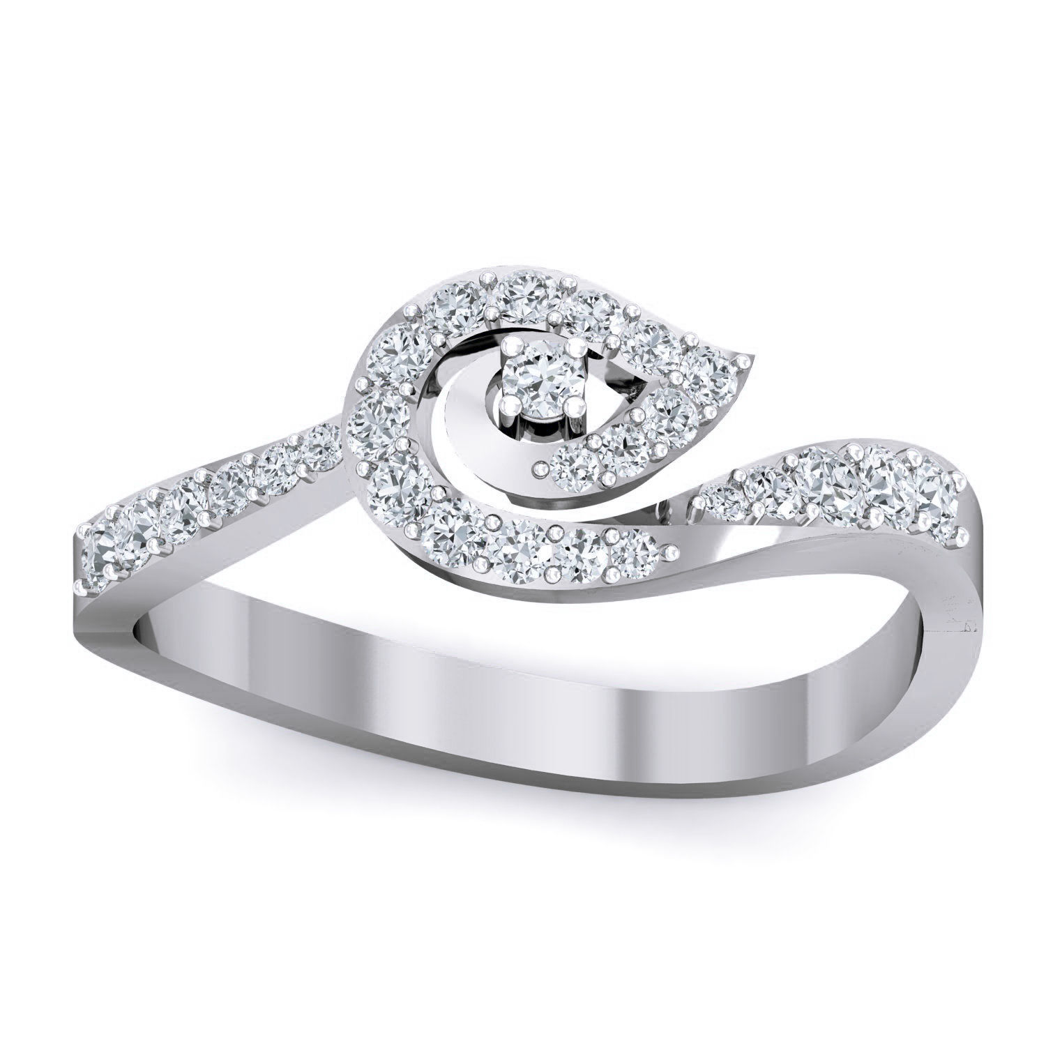 Ring - 6 elegant diamond gold 3D print model_1