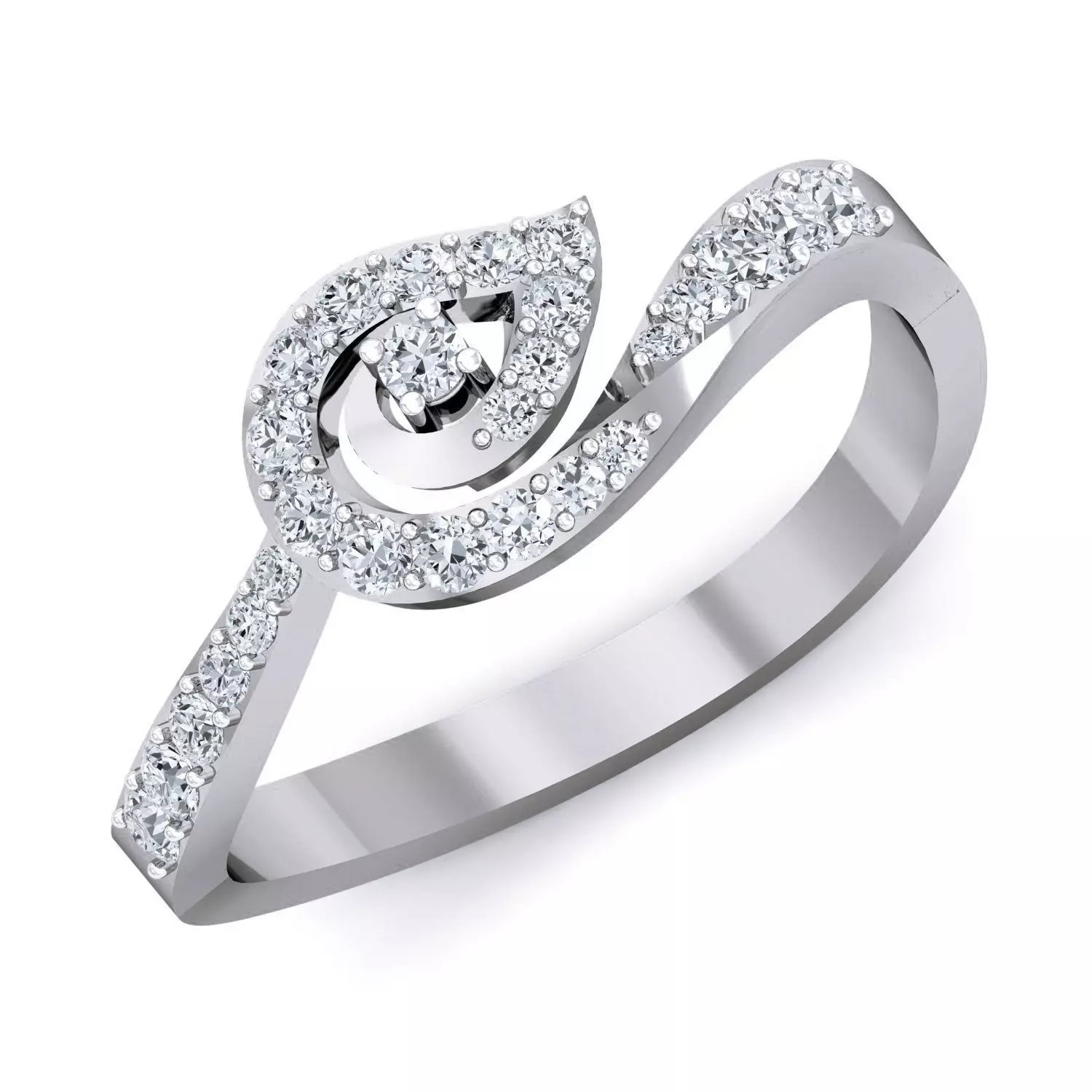 Ring - 6 elegant diamond gold 3D print model_0