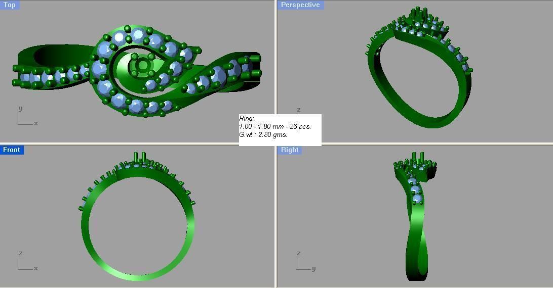 Ring - 6 elegant diamond gold 3D print model_3