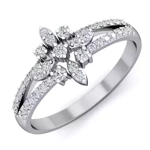 Ring - 3 diamond flower gold