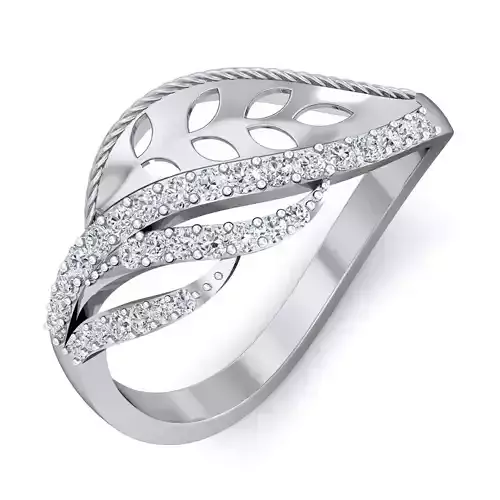 Ring - 2 diamond leaf gold