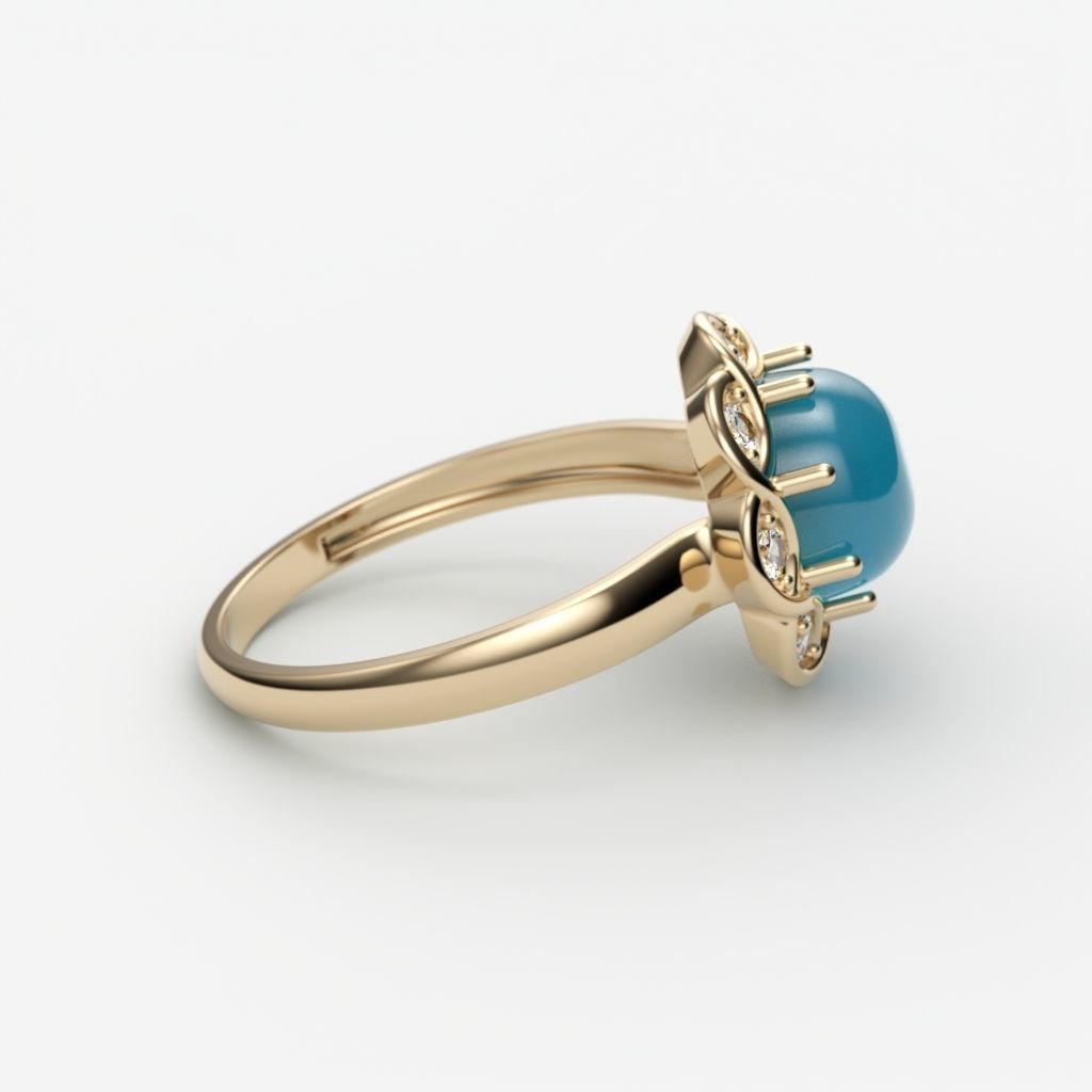 Ring with cabochon 3dm stl 3D print model_3