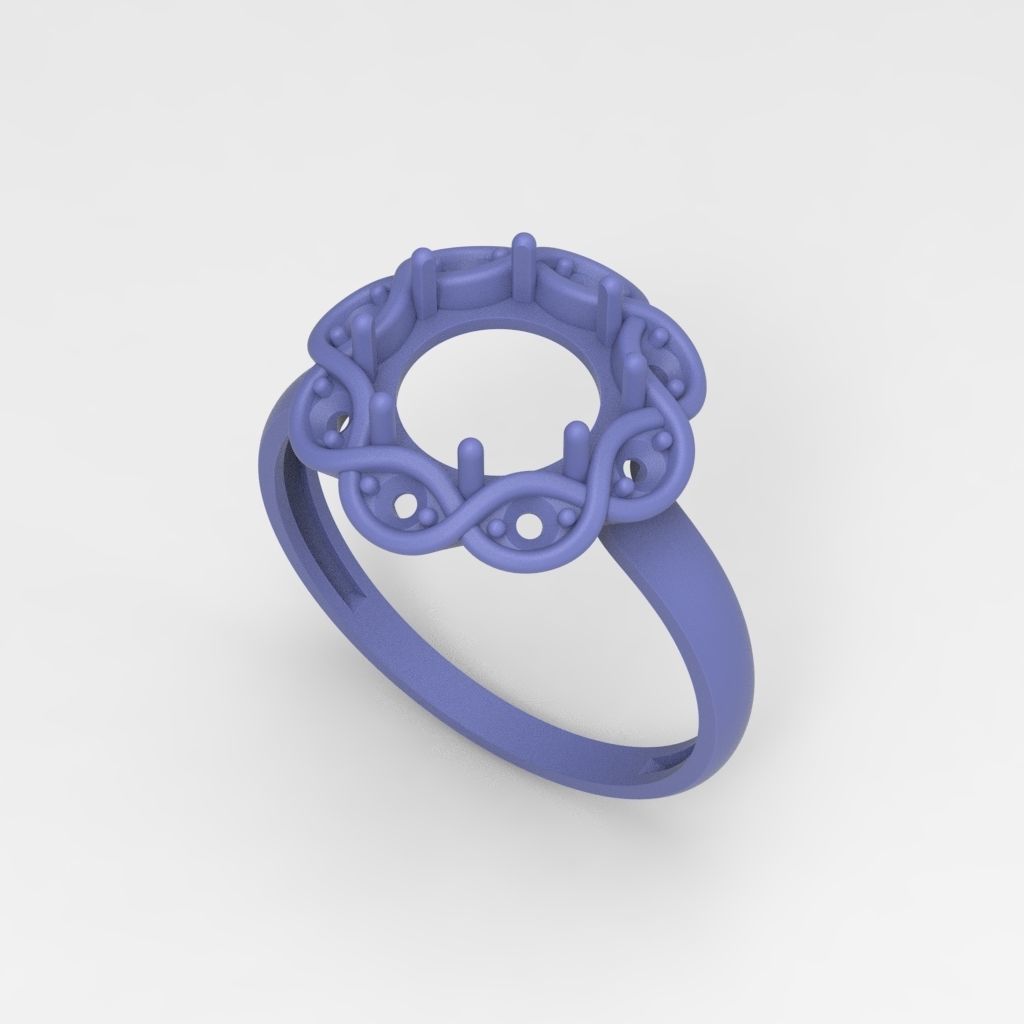Ring with cabochon 3dm stl 3D print model_12