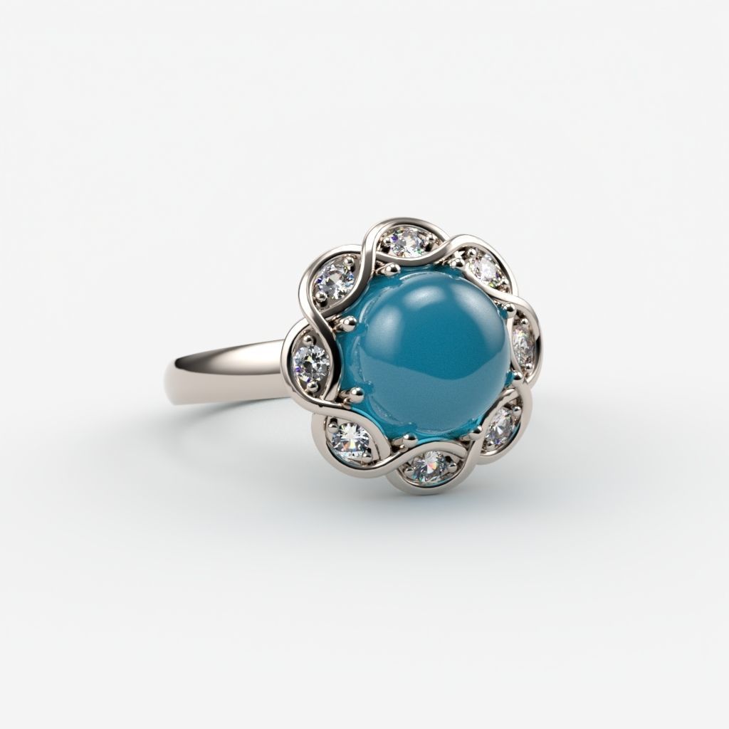 Ring with cabochon 3dm stl 3D print model_5