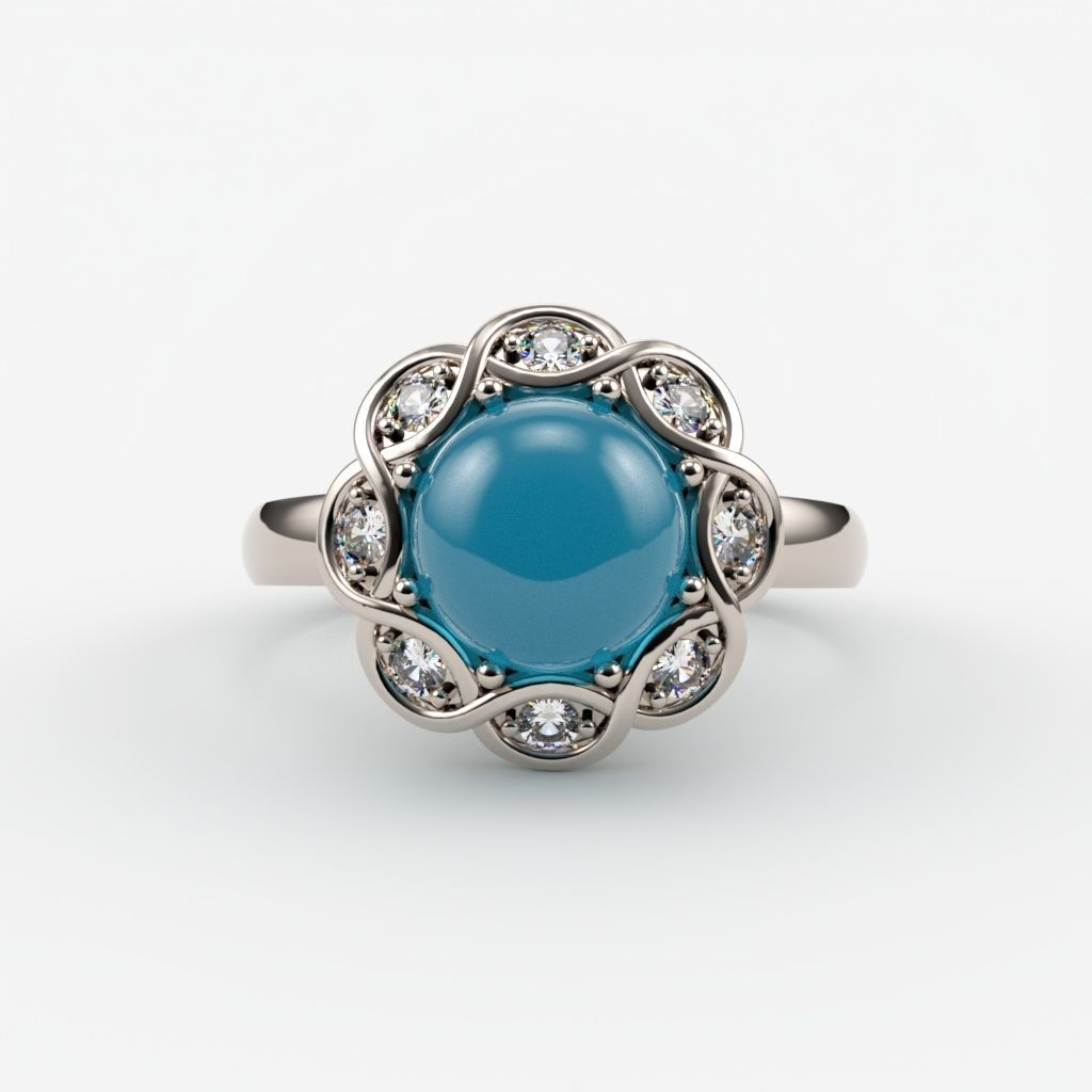 Ring with cabochon 3dm stl 3D print model_4