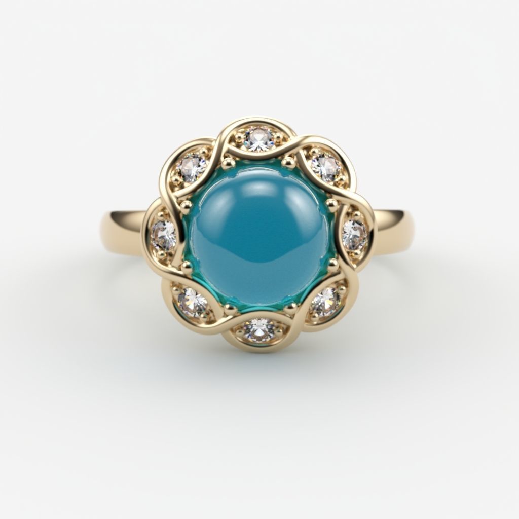 Ring with cabochon 3dm stl 3D print model_1