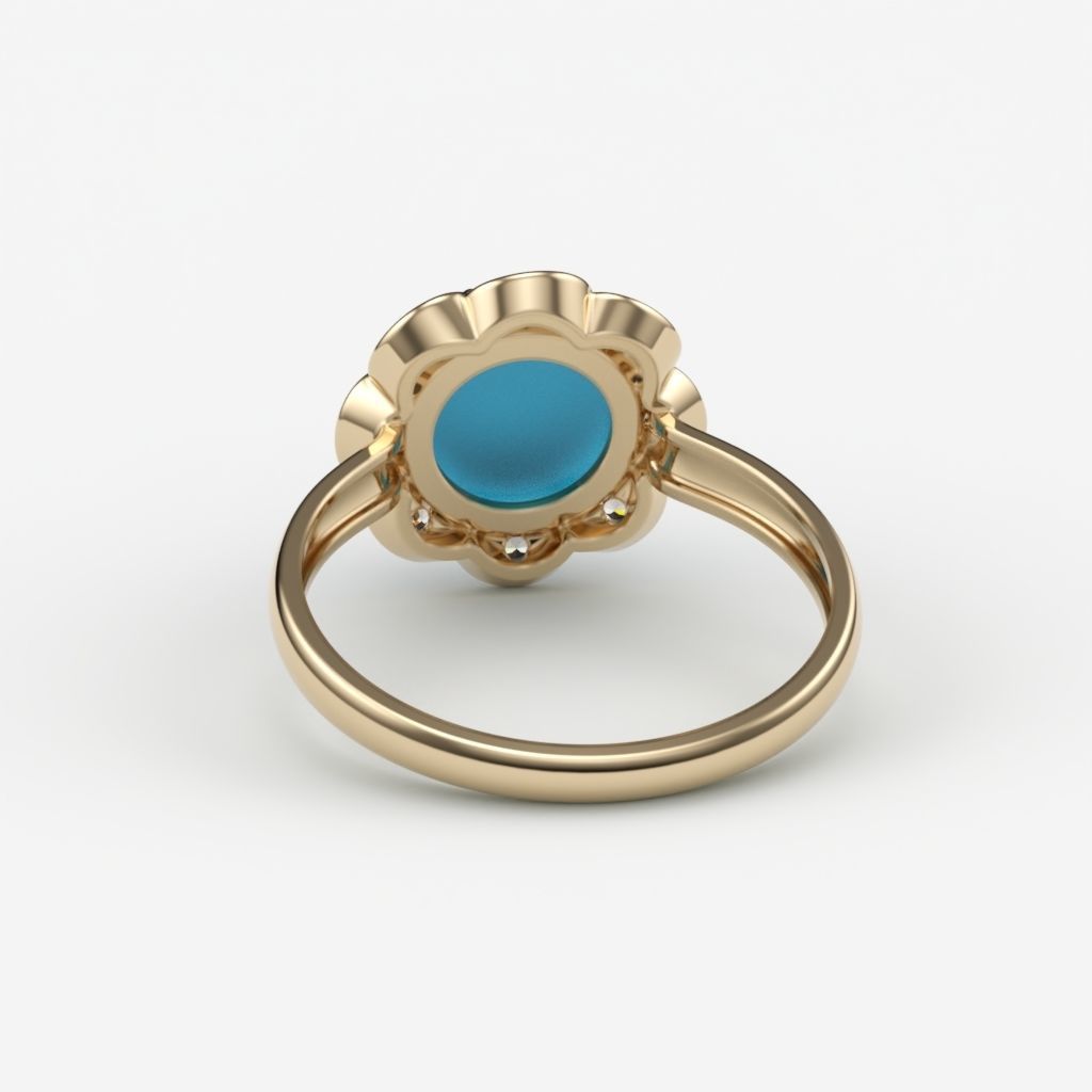 Ring with cabochon 3dm stl 3D print model_6