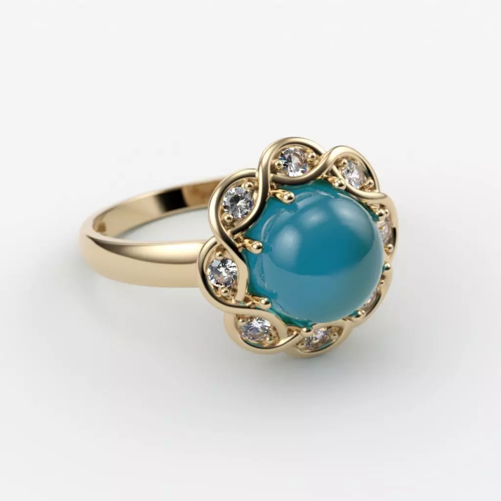 Ring with cabochon 3dm stl 3D print model_0