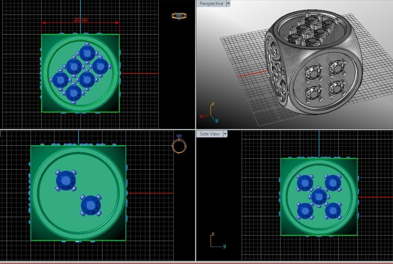 dice with gems 3D print model_3