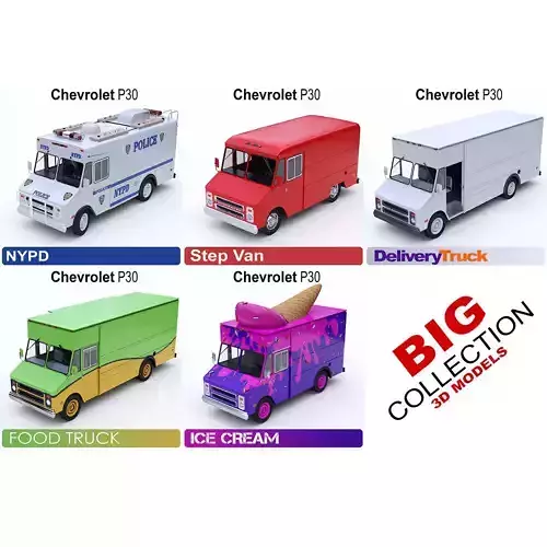 Step Vans 5 in 1 3D Model Collection