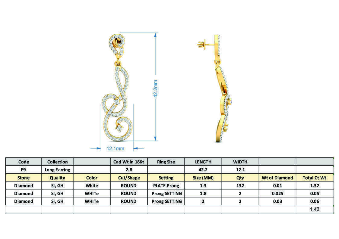 Earrings - 9 music note 3D print model_3