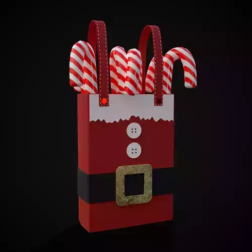Santa Candy Cane Christmas Bag Low-poly 3D model