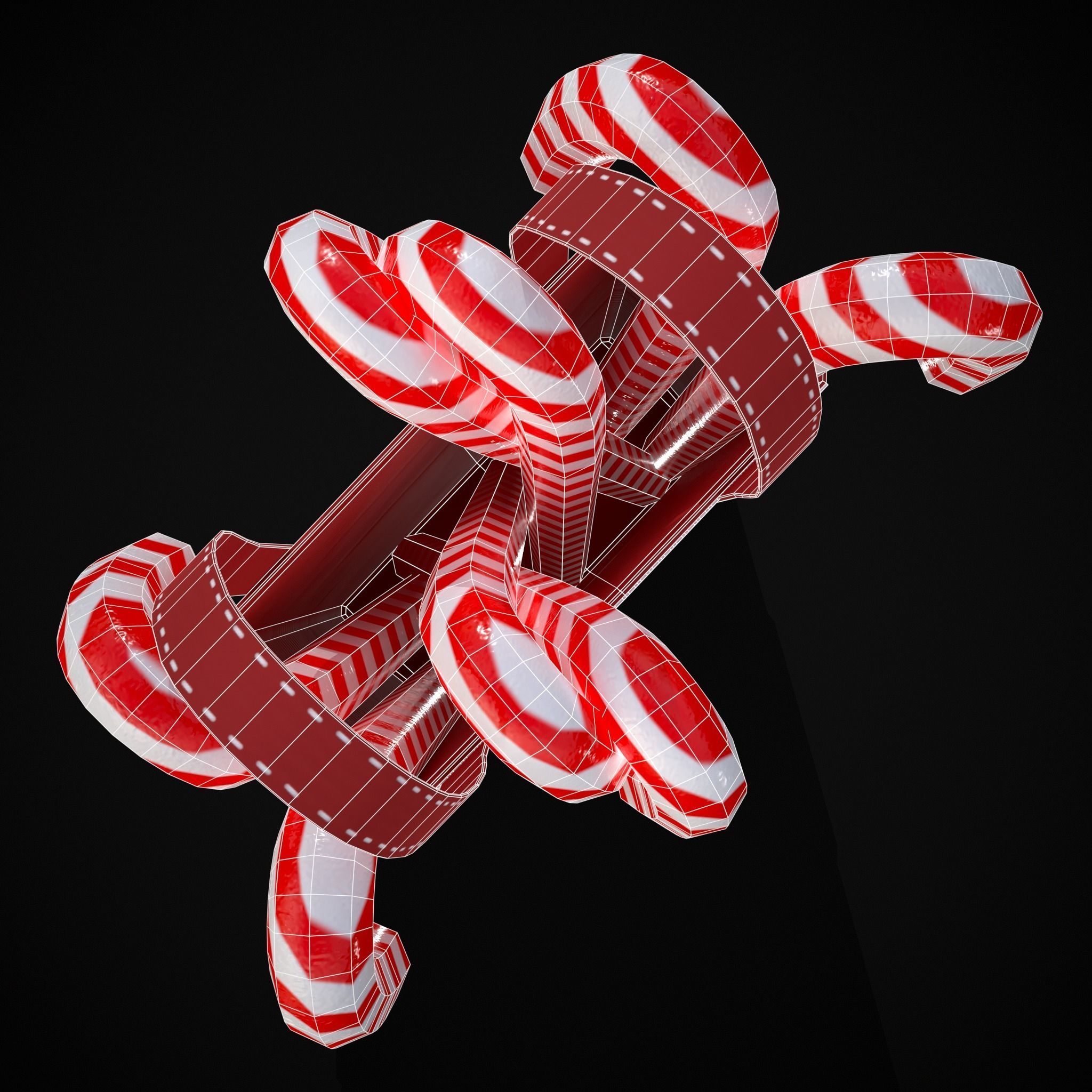 Santa Candy Cane Christmas Bag Low-poly 3D model_14
