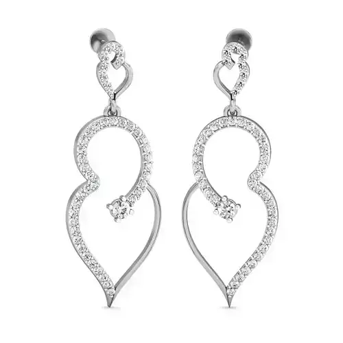 Earrings - 7 heart shaped diamond pendant