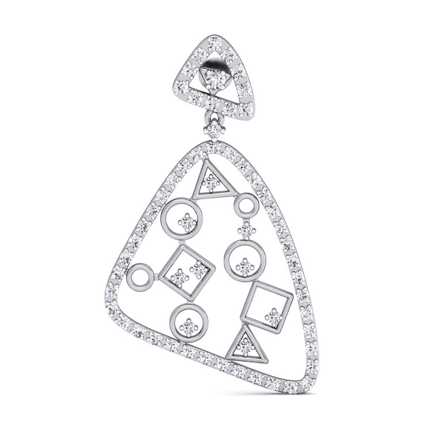 Earrings - 3 pendant with diamonds in shape of triangle 3D print model_1
