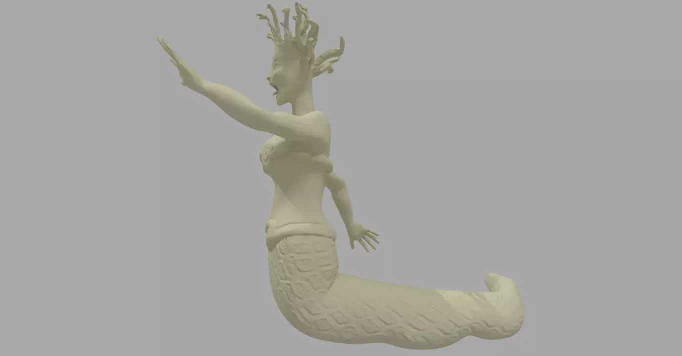 Medusa woman on rock 3D model_0