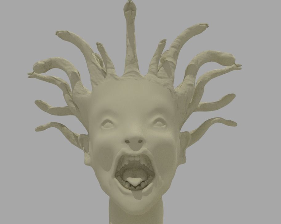 Medusa woman on rock 3D model_3