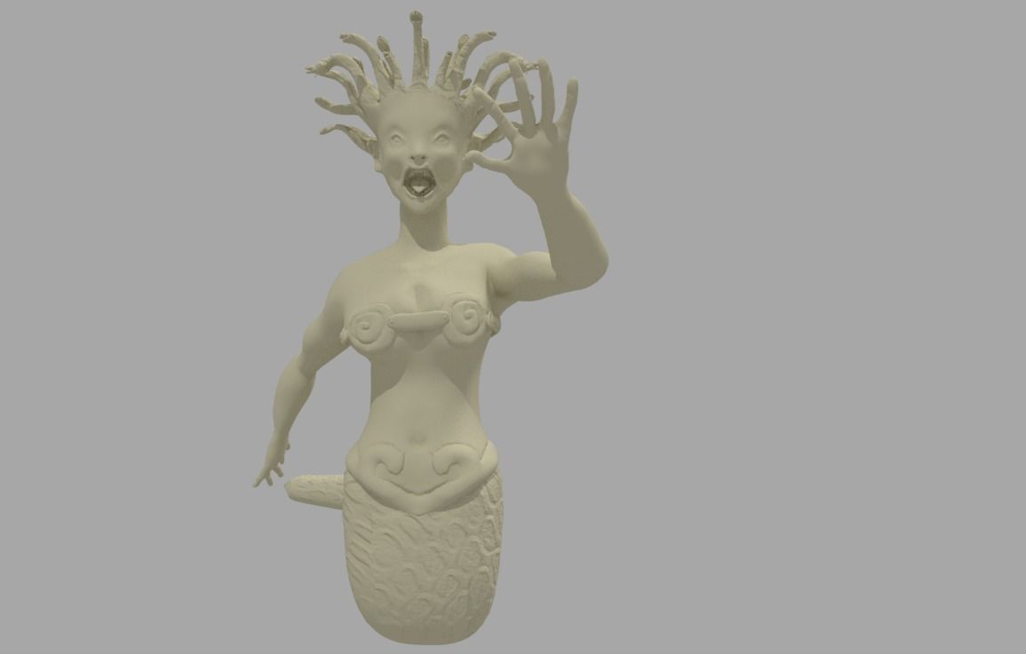 Medusa woman on rock 3D model_4
