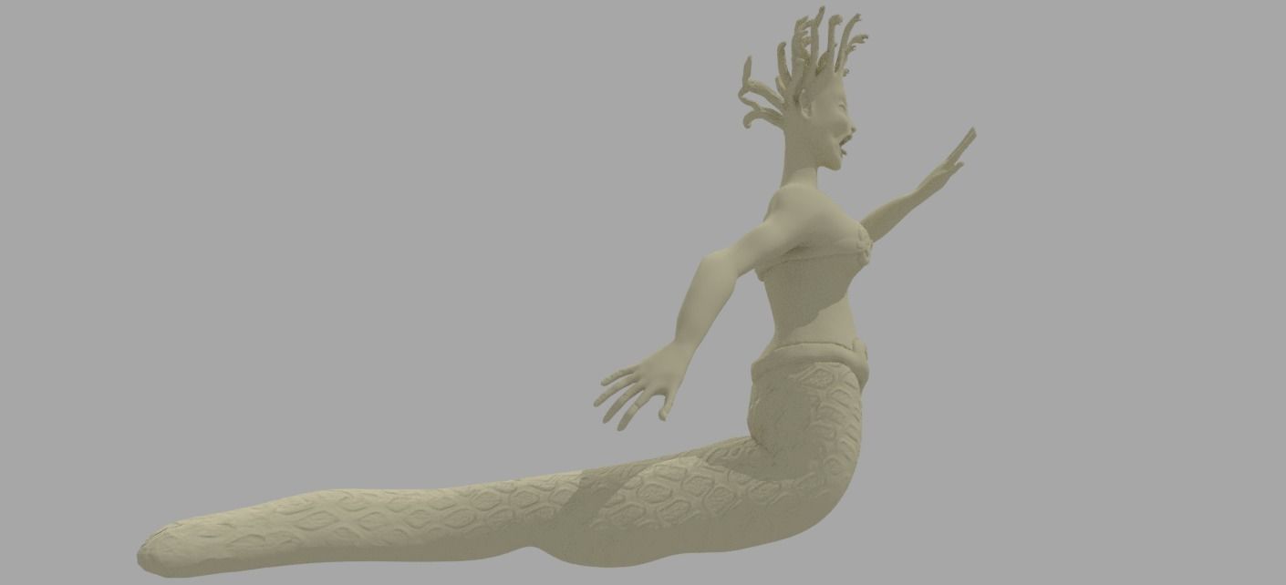 Medusa woman on rock 3D model_2